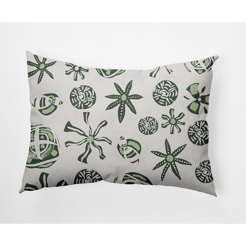 Geometric Outdoor Reversible Throw Pillow, Green