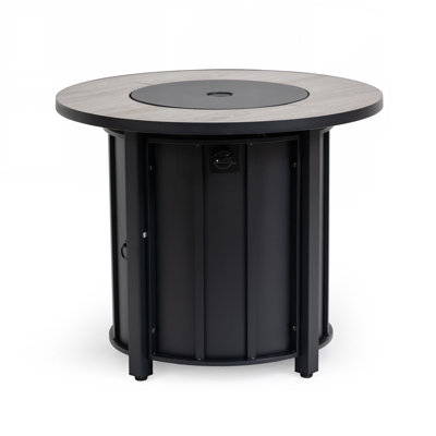 30-Inch Propane Gas Fire Pit Table with Wood Grain Ceramic Top, 50000 BTU, Ideal for Outdoor Patio and Deck Gatherings