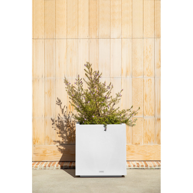 Block Series Cube Planter, White, 22.25" H x 21" W x 21" D