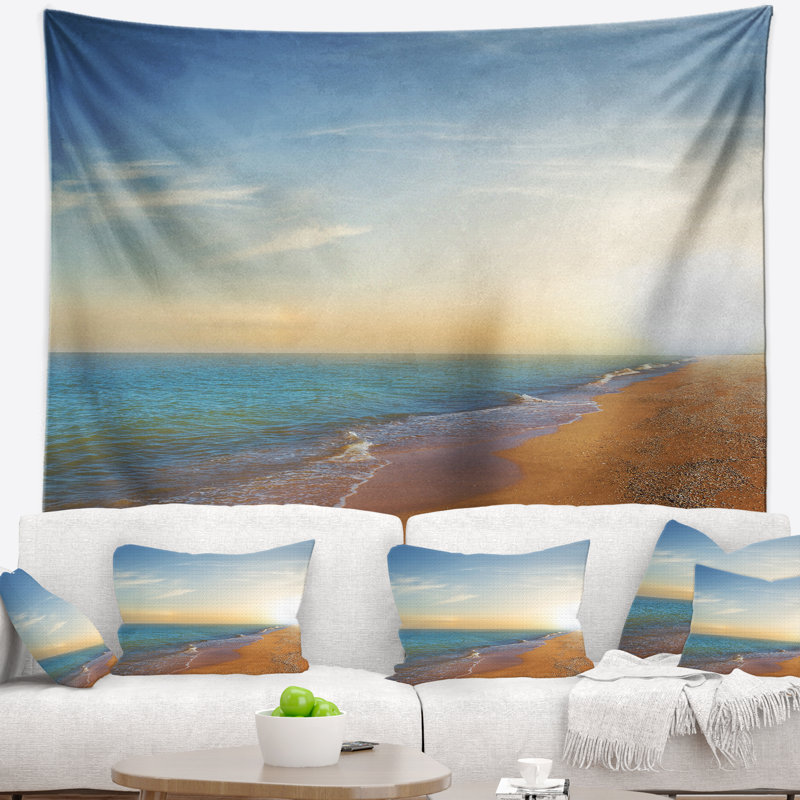 Tapisserie «Seashore Quiet Evening Blue Beach», H 50 po x l 60 po