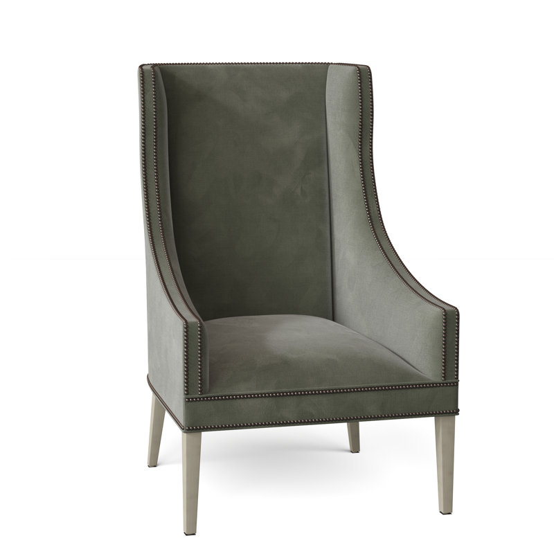 Fauteuil à oreilles 28,25 po Frances, Étain, 9953 Polyester étain, Noisette
