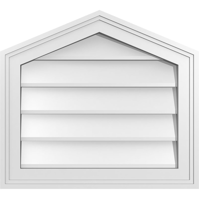 Peaked Top Surface Mount Signature Urethane Non-Functional Gable Vent 5/12 Pitch Primed Tan, 18" H x 20" W x 1.5" D