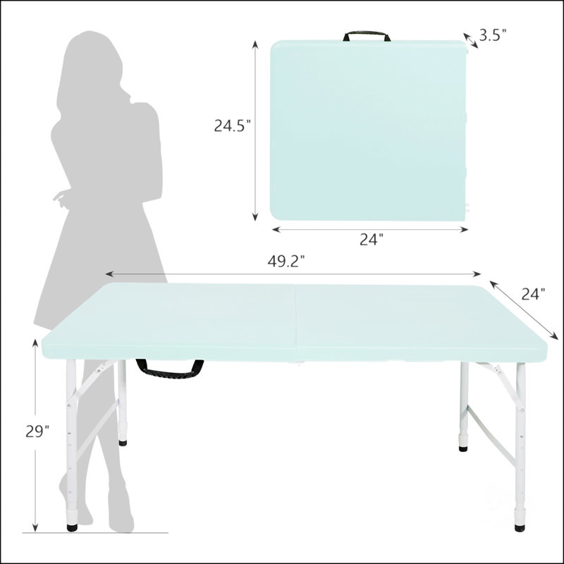 Portable Folding Table For Indoor & Outdoor Use, Easy To Clean And Store, Blue