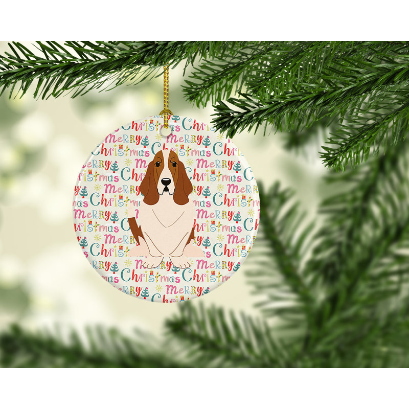 Ornement suspendu Merry Christmas Basset Hound