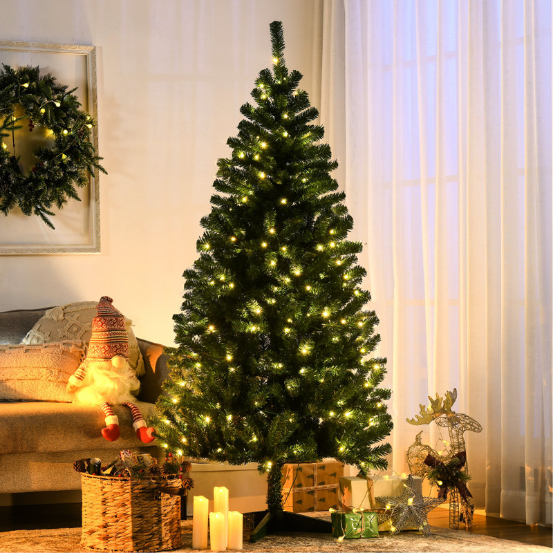 Arbre de Noël artificiel 6 pi avec 584 branches, 212 lumières DEL, ouverture automatique, flamme, facile à assembler, arbre Merry H 70,75 po, retardateur, assemblage simple, festif