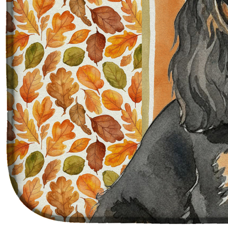Black and Tan Cavalier Spaniel Heirloom Fall Dish Drying Mat