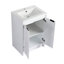 Meuble-lavabo autoportant de 48 po avec lavabo en résine, 2 coins de rangement, charnières de porte à fermeture en douceur, contreplaqué blanc brillant, sections de stratégie d'organisation, plan de clôture