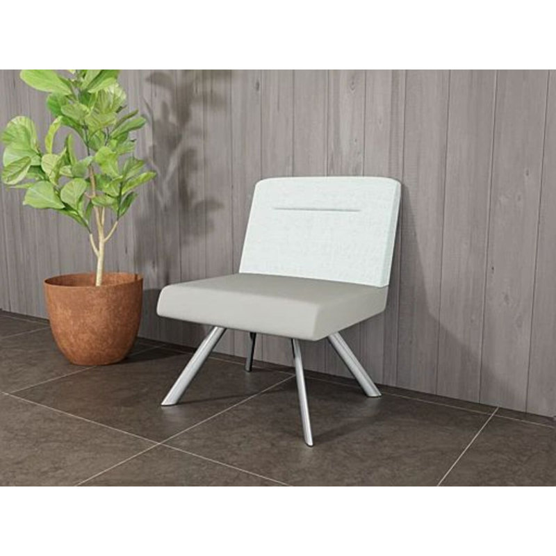 Fauteuil bistro avec accoudoirs Willow, Plaqué chrome, Chambray écume de mer / Patriot Plus colombe