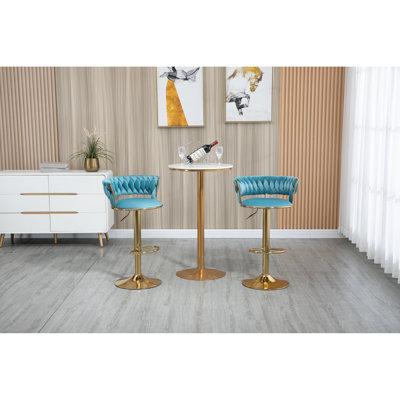 Tabourets de bar pivotants modernes réglables en polyester pour la cuisine et la salle à manger
