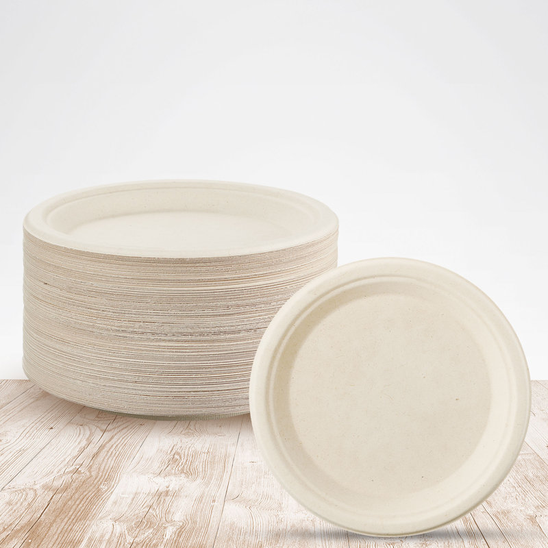 Disposable Paper Dinner Plate, Natural