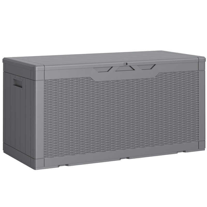 Outdoor Storage Box with Lid, 100-Gallon, 1-Unit, (Gray), Gray