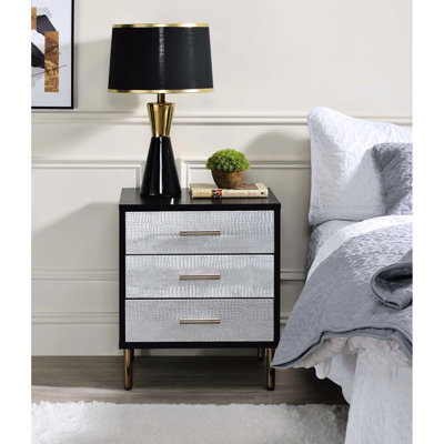Modern Bedroom 3 Drawer Nightstand With Metal Legs And Fashion Forward Design Drawers Particleboard For Organization