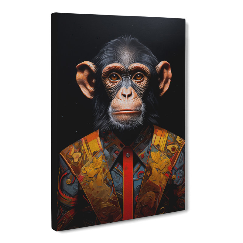 Monkey Hard Edge Painting Art - Wrapped Canvas, 60cm H x 40cm W x 3cm D