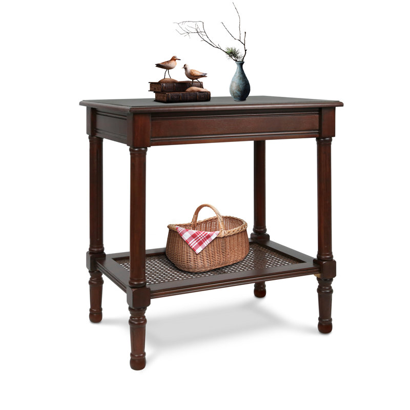 Alenda Solid and Manufactured Wood End Table with Storage Shelf, Cherry