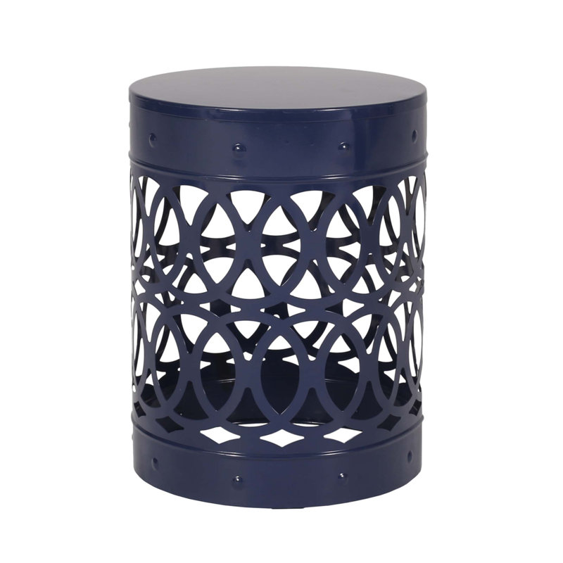 Outdoor Metal Side Table -Large, Navy Blue