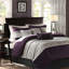 Faux suède mauve pleine grandeur - Coussins décoratifs, édredon lavable à la machine 7 pièces, plissé