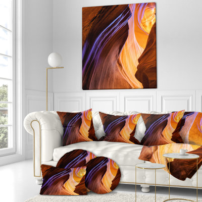 Mur bleu de l'Antelope Canyon - coussin à imprimé paysage