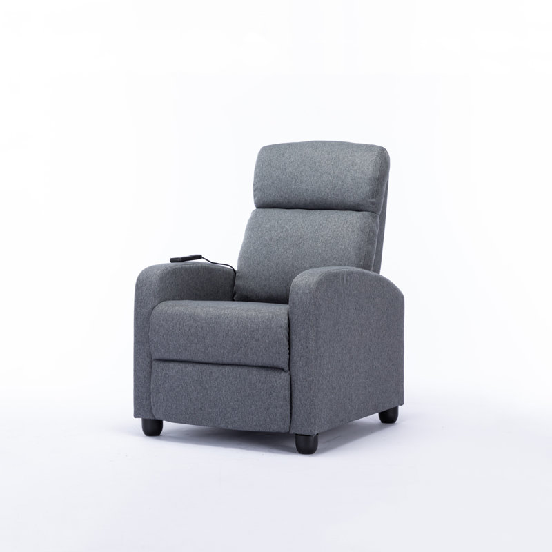 Maleah 25.59'' Wide Classic and Soft Padded PushBack Massage Recliner with Remote Control, Dark Gray