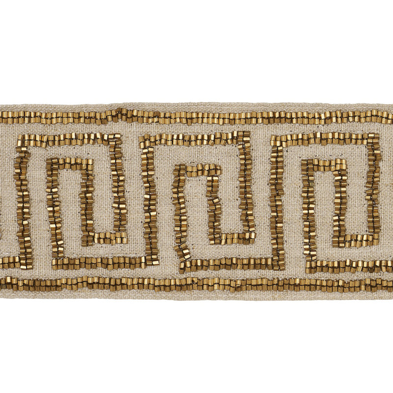 Delphi Beaded Tape, Gold on Natural