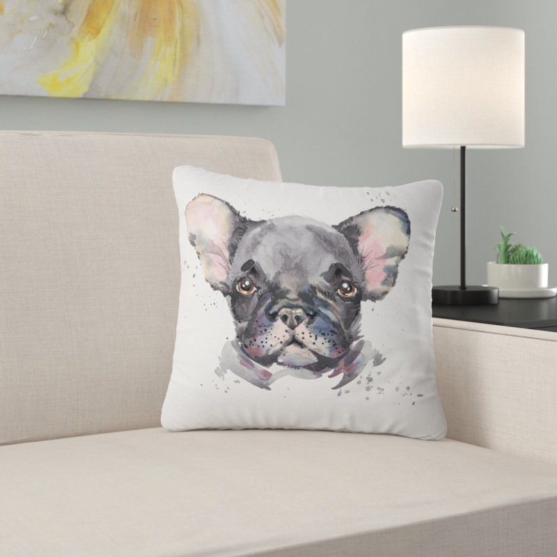 Mignon chiot aquarelle - coussin imprimé animal, 16 po x 1 po, Coussin décoratif