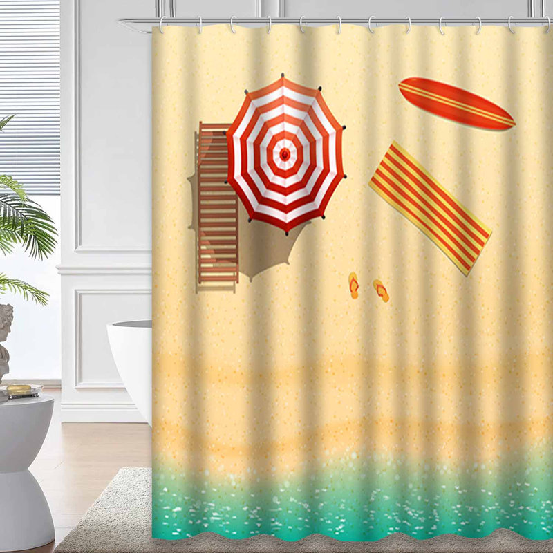 Rideau de douche imperméable avec 12 crochets BeachFlip, L 72 po x l 72 po