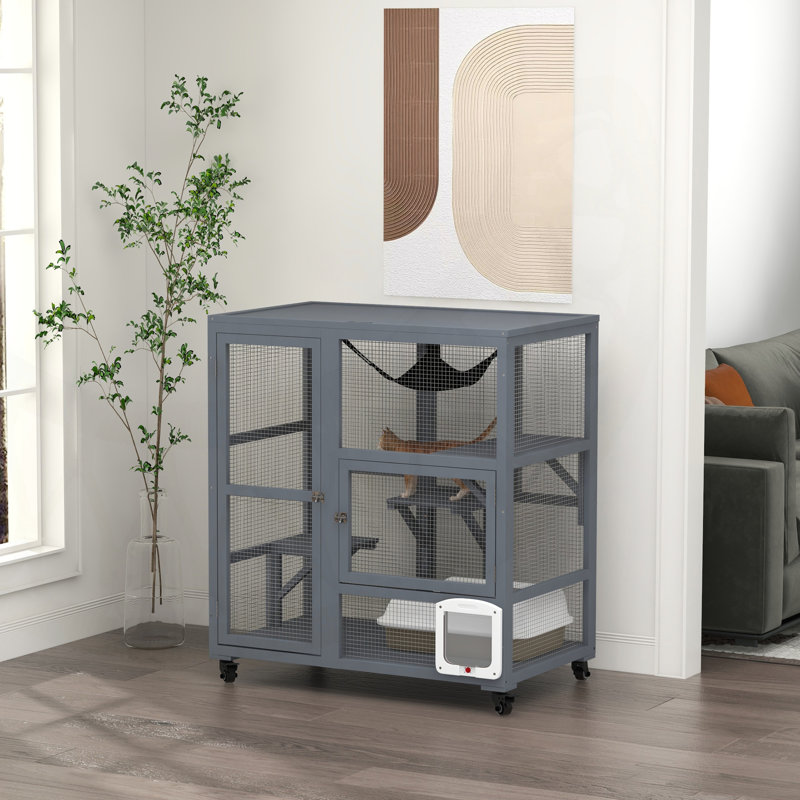 Enceinte polyvalente pour chats avec de multiples caractéristiques pour le confort et le divertissement félins
