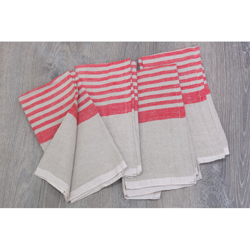 Brittany Square Napkin, Natural/Red