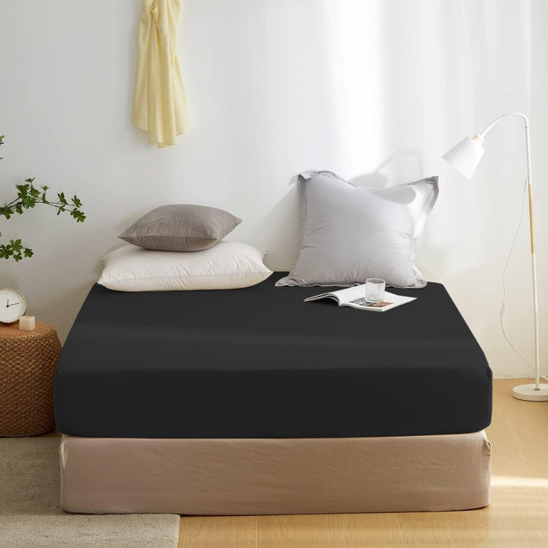 Super Soft Microfiber Deep Pocket Fitted Sheet, Black, Super King (6')