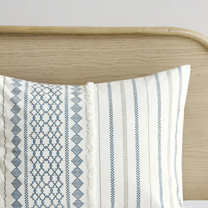 Édredon 100% coton imprimé chenille - très grand / très grand avec bourre blanche / marine pour, Édredon très grand