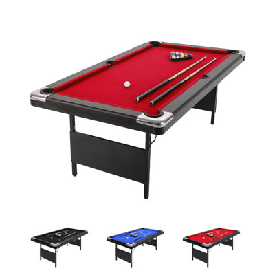Table de billard portative de 6 pi, ensemble de billard pleine grandeur avec queues et boules, table de jeu pliable pour les salles de jeux pour adultes, les sous-sols, les garages ou les patios extérieurs couverts