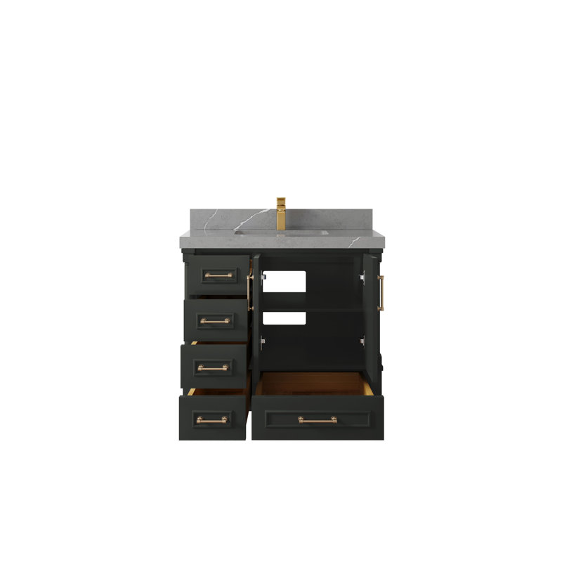 Aberdeen 36'' Single Bathroom Vanity with Top, Piatra Gray