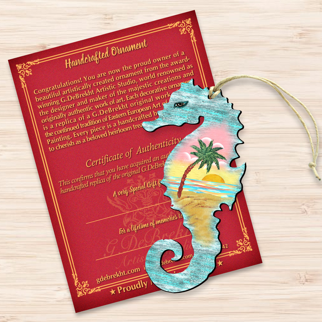 Seahorse Scenic Hanging Shaped Ornament (Set of 3) The Holiday Aisle®