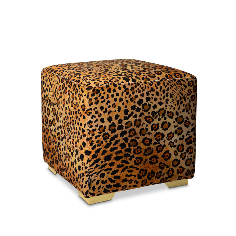 Cube Ottoman - Safari Spot - Velvet, Gold