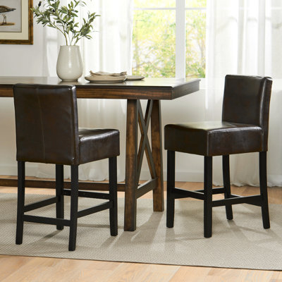 Ensemble de 2 tabourets de bar à hauteur de comptoir en cuir reconstitué 26 "Portman