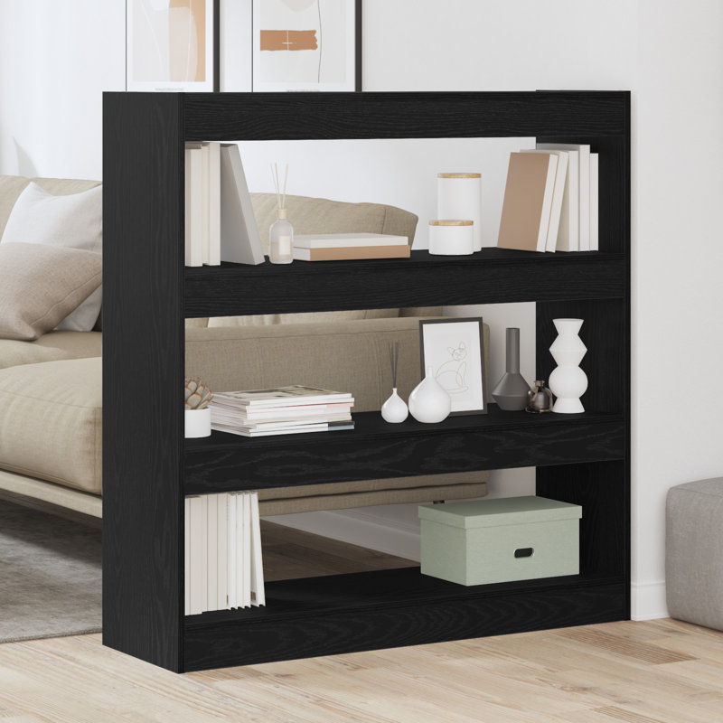 Book Cabinet Bookcase, (3 Shelves) 103cmH x 97cmW x 30cmD, Black Oak