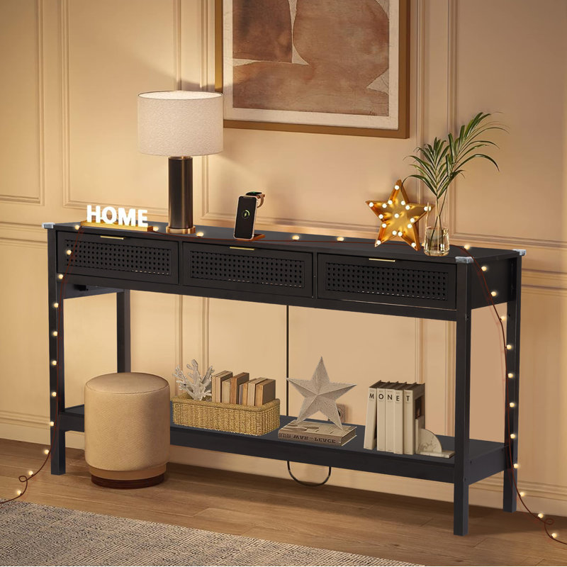 Annitra 55.12'' Console Table, Black