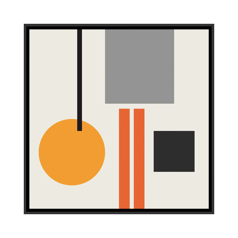 Mid Century V - impression sur toile tendue, Toile avec cadre noir, H 12 po x l 12 po x P 1,5 po