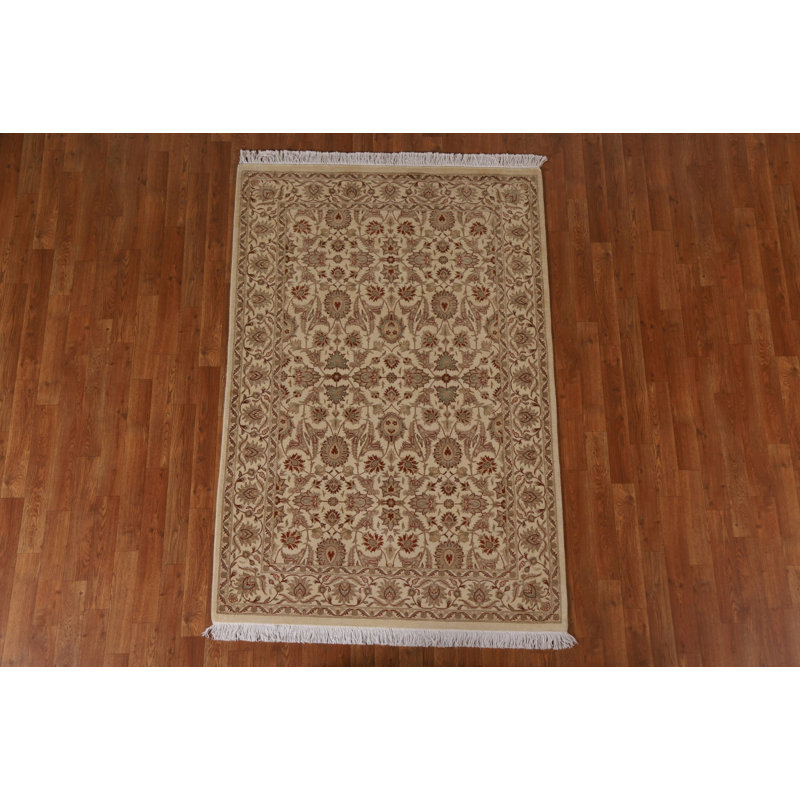 Tapis unique en laine ivoire 4 pi 2 po x 6 pi 2 po One Age of a Kind Ziegler