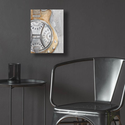  «Watercolor Instrument Study 3» par Ethan Harper, art mural en verre acrylique, 12 po x 16 po