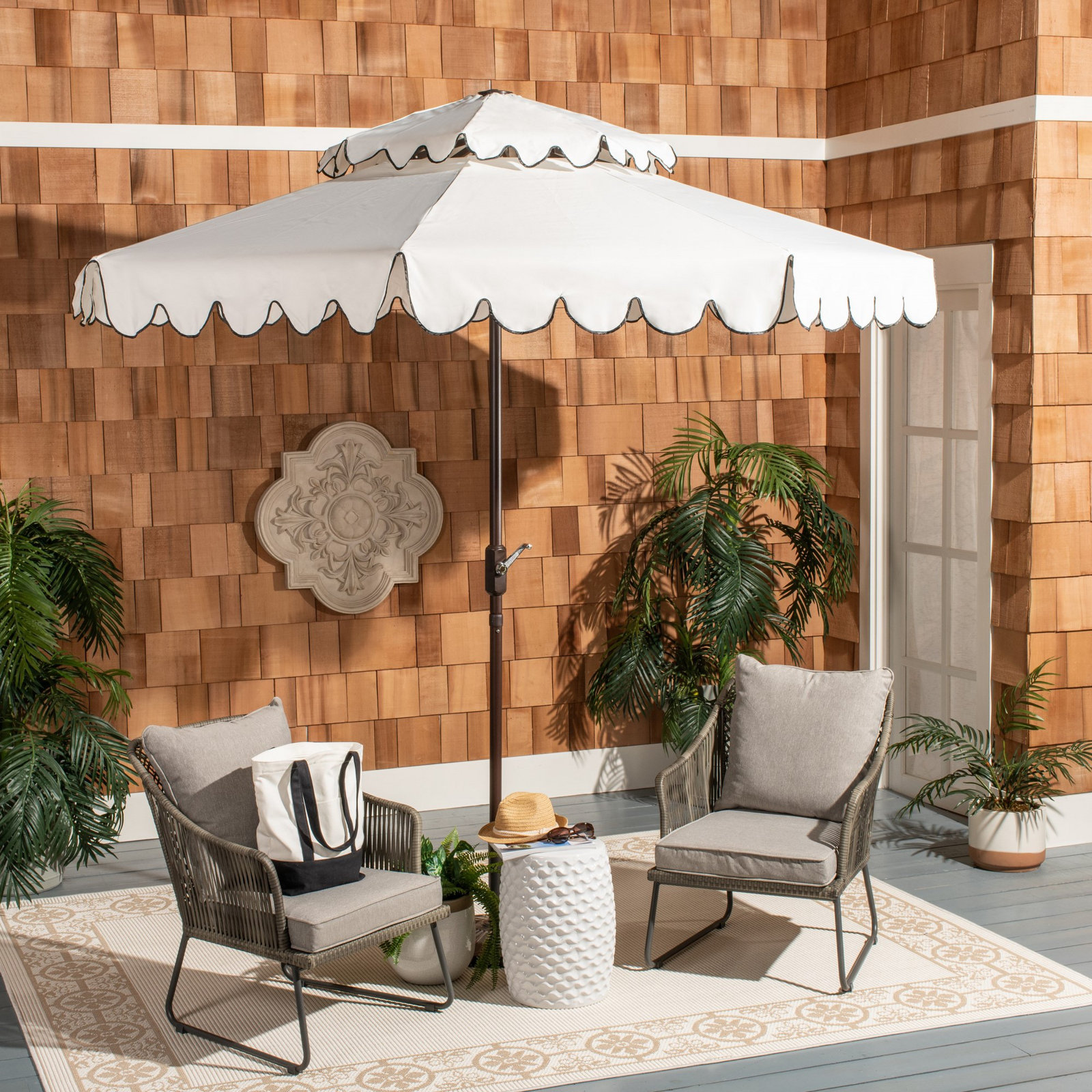 Alfie 108'' Outdoor Umbrella, Ivory/White