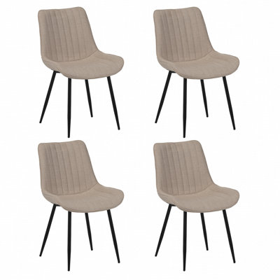 Ensemble de 4 chaises de salle à manger rembourrées modernes avec dossier rembourré et pieds en métal