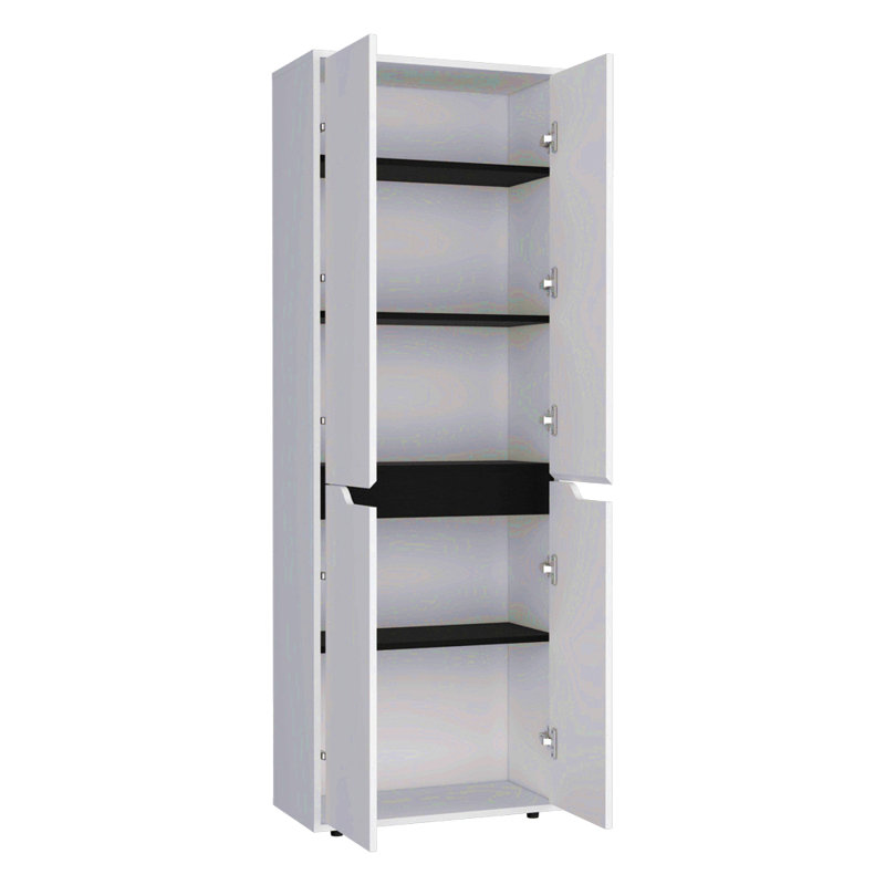 Multistorage Kitchen Pantry Hepler, Kitchen, White / Black