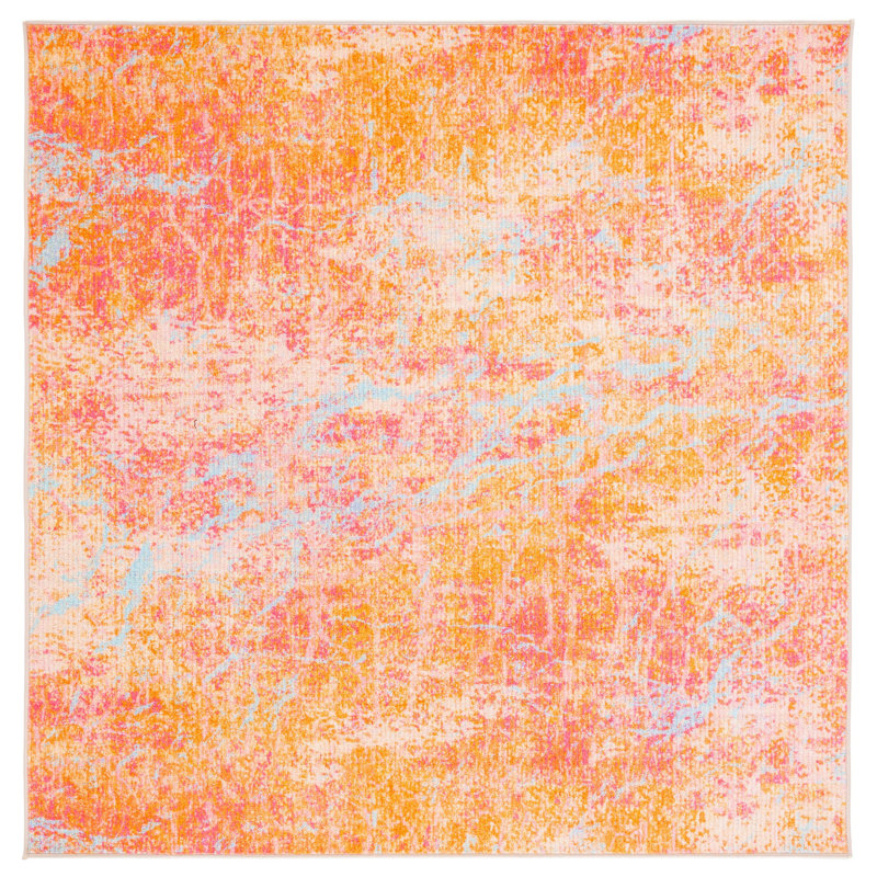 Migneco Performance Machine Washable Abstract Rug, Square 6'7"