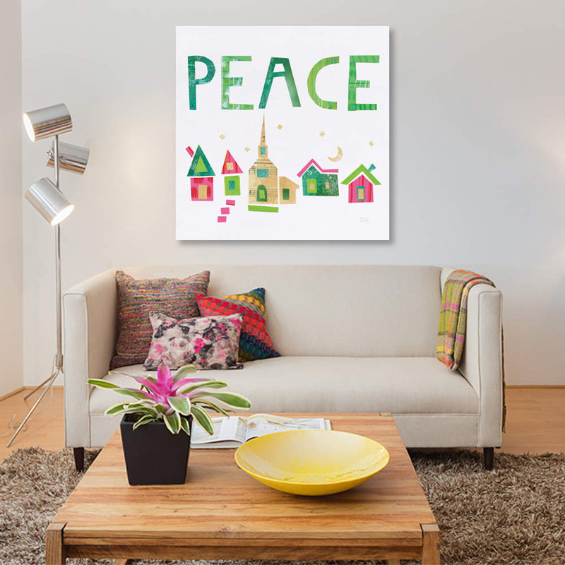 « christmas collage iv », art textuel sur toile, H 12 po x l 12 po x P 0,75 po, Toile tendue, Pas de tapis