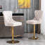 Tabourets de bar rembourrés modernes (lot de 2) - Beige, hauteur réglable de 68 à 89 cm, pivotants dorés, revêtement en velours pour la maison, le pub et la cuisine avec dossier confortable.