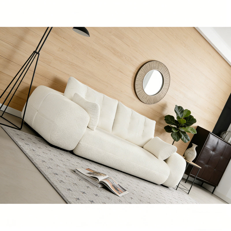 78.7" Multi-Functional Foldable Sofa Bed, Beige+White