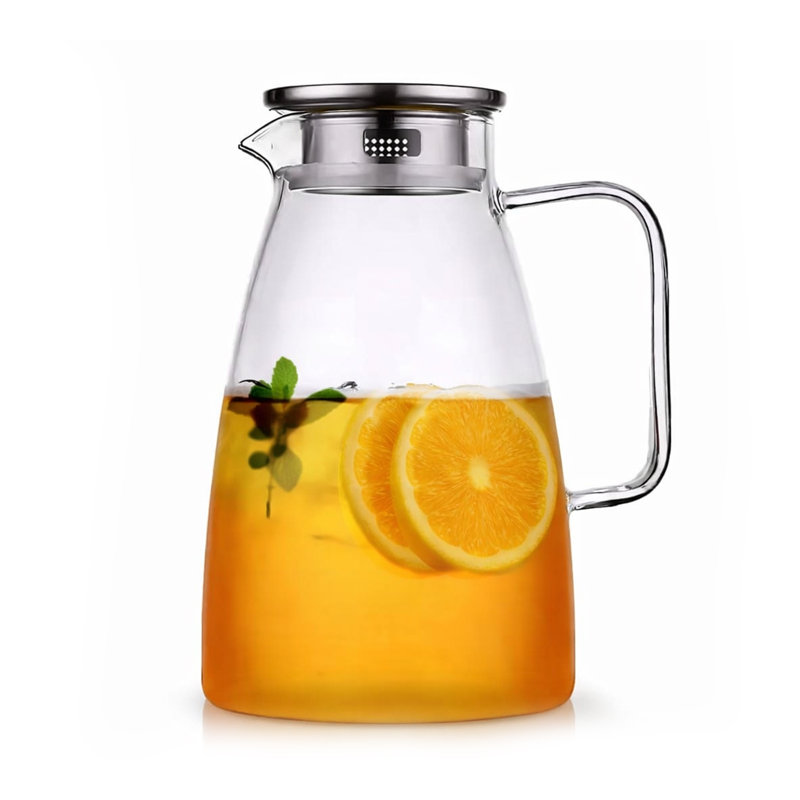 2L Glass Pitcher With Stainless Steel Lid