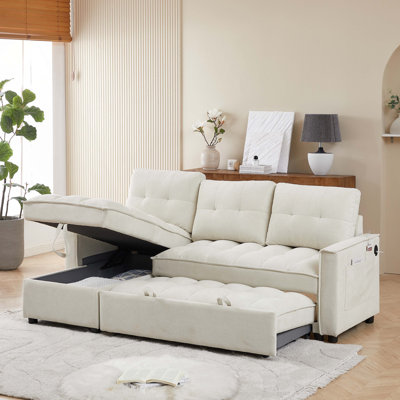 Canapé inclinable de 71,3 po, canapé-lit escamotable avec ports de chargement USB et Type-c, canapé modulaire en L avec rangement inclinable et rangement avec accoudoirs, canapé confortable de salon