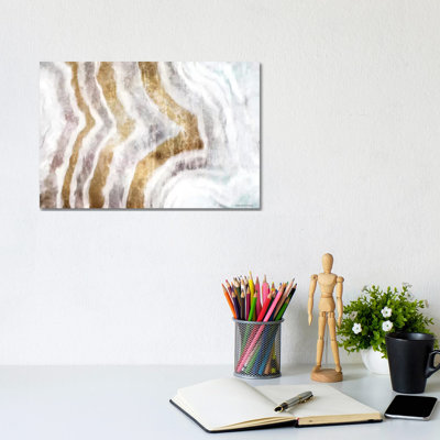 Gold Stone Layers Abstract by Bluebird Barn - Wrapped Canvas Painting