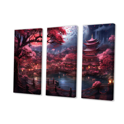 Japon, terre du Samouraï III sur toile, 3 pièces